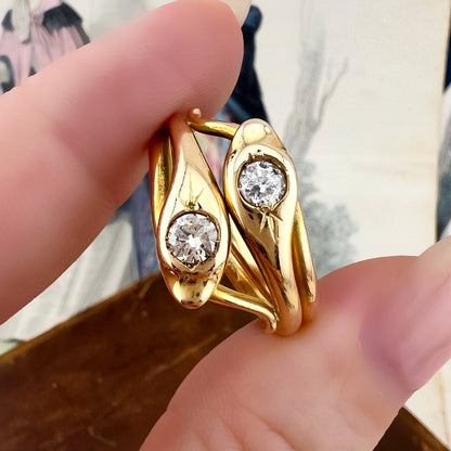 Anello a doppio serpente con diamanti – Italia, circa 1970
