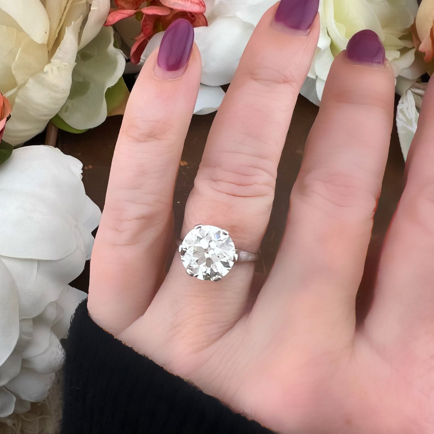 Anello solitario in oro 18k con diamante da 3.90 ct.