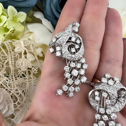 Duette in platino e diamanti per 8 ct anni ‘30-‘40 - double clip