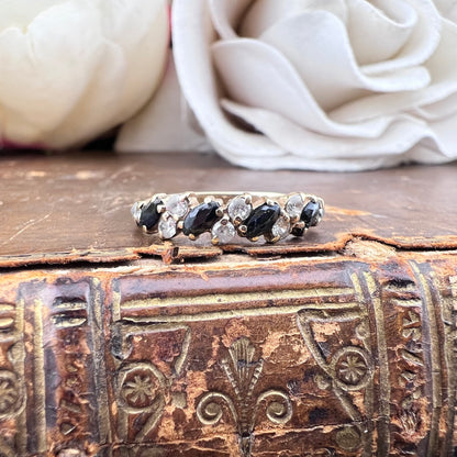 Anello vintage fede con zaffiri marquise e cristalli – Birmingham 1987