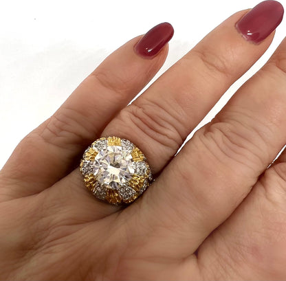 Anello Buccellati oro 18 kt bianco e giallo e diamante 2.70 ct GIA