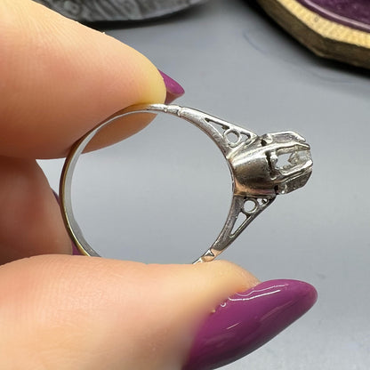 Anello solitario oro 18k diamante 0.15 ct Italia 1920