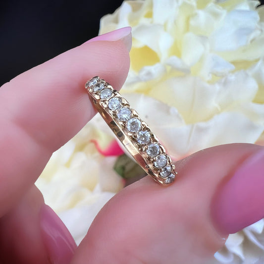 Anello Riviera Vintage in Oro Giallo con Cristalli