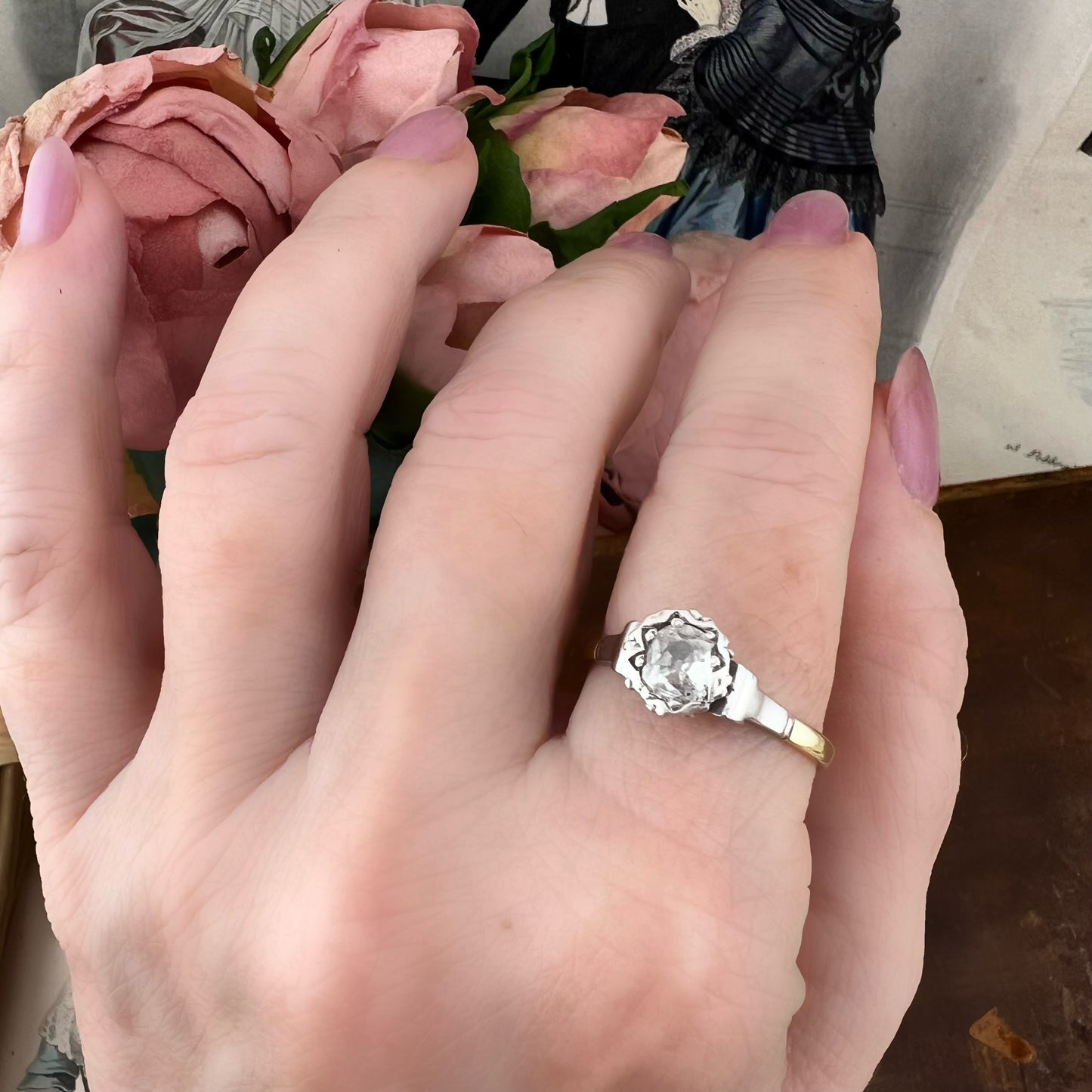 Solitario Art Déco con diamante Old Mine Cut da 0,50 ct, anni ’20