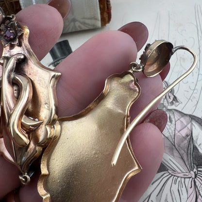 Orecchini Borbonici in Oro 12kt con Rubini — Regno delle Due Sicilie, metà ‘800