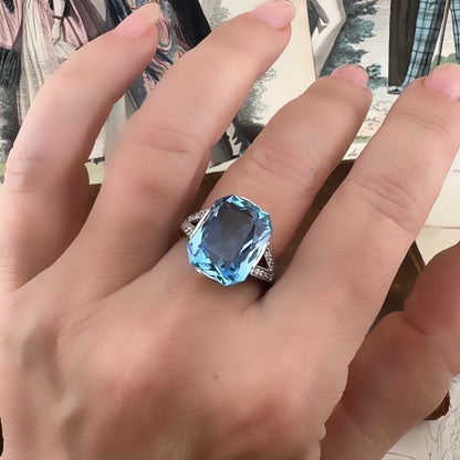 Anello Art Déco con acquamarina – Europa, circa 1930