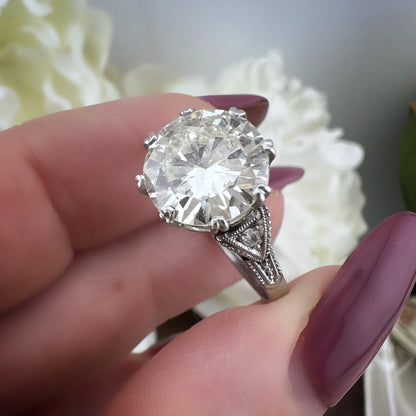 Anello solitario primi ‘900 in platino con diamante 2.70 ct certificato IGI/HRD – Gioiello antico originale