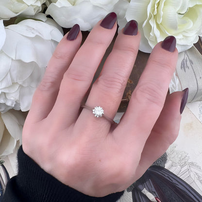 Anello Solitario in Oro Bianco 18K con Diamante Brillante 0.27 ct