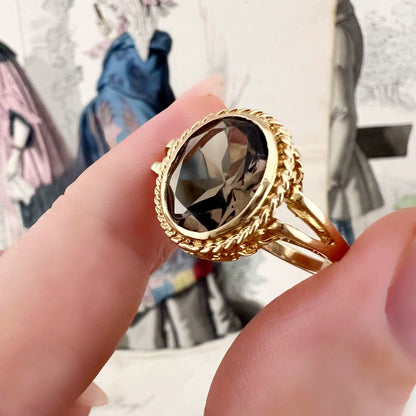 Anello vintage londinese con quarzo fumé – 1975