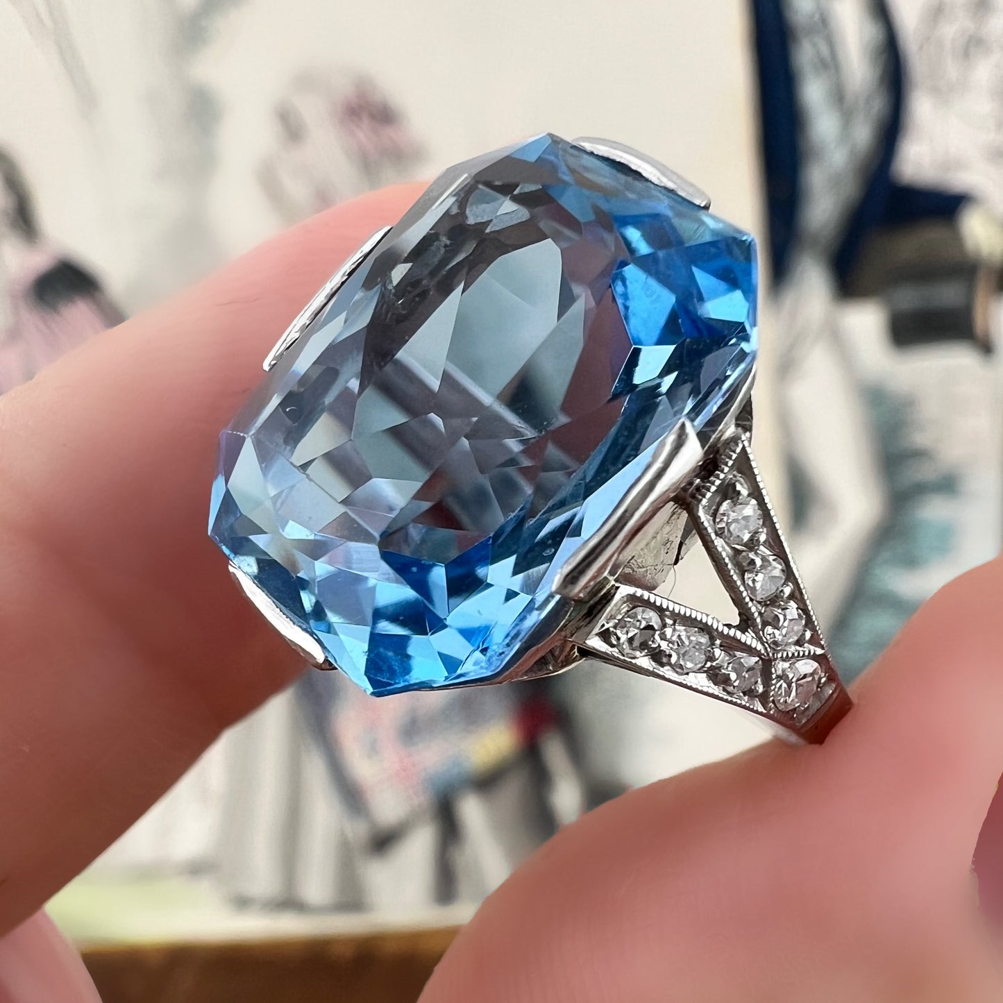 Anello Art Déco con acquamarina – Europa, circa 1930