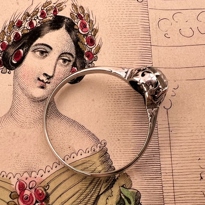 Anello solitario anni 1920/30 in oro bianco 18 kt con diamante Old European Cut da 0,50 ct