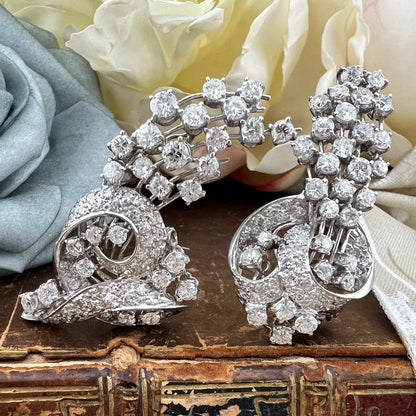 Duette in platino e diamanti per 8 ct anni ‘30-‘40 - double clip