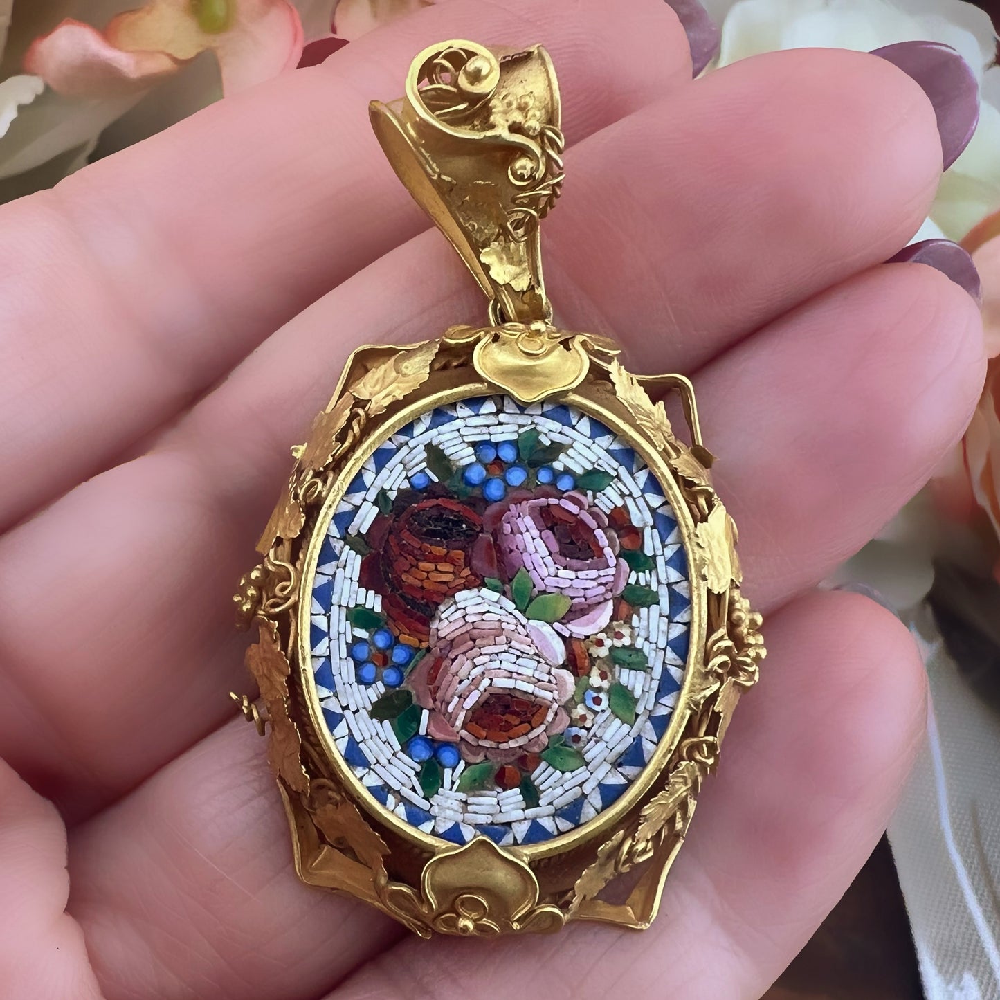 Pendente in oro con Micromosaico - Venezia ‘800