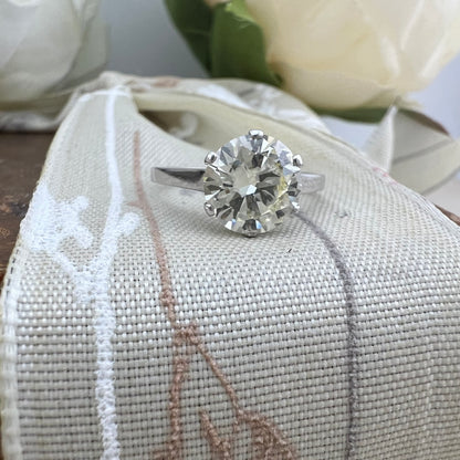 Anello Solitario in Platino con Diamante Naturale 2.30 ct– Italia, 1941 - certificazione IGI HRD