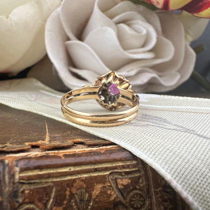 Anello in oro bianco e giallo anni ‘40 con rubino