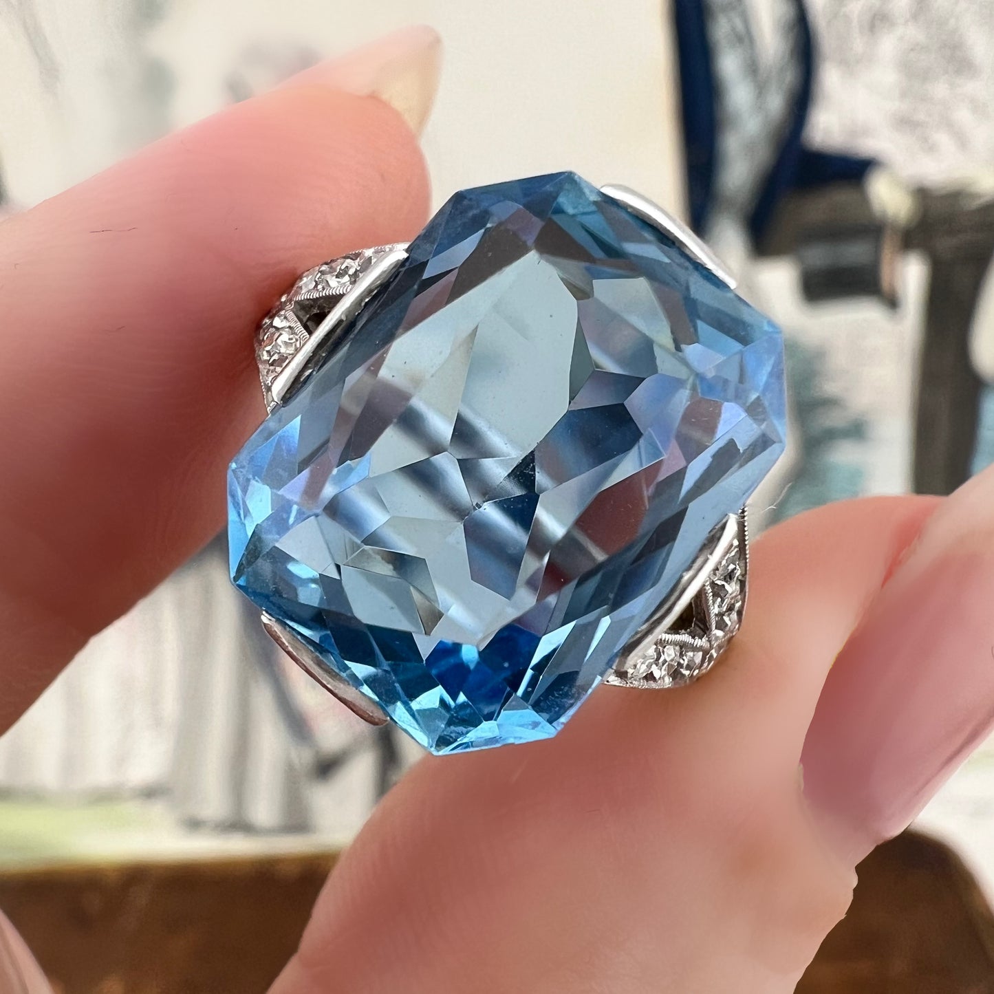 Anello Art Déco con acquamarina – Europa, circa 1930