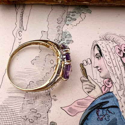Anello trilogy con ametiste e diamanti – Inghilterra, anni Ottanta