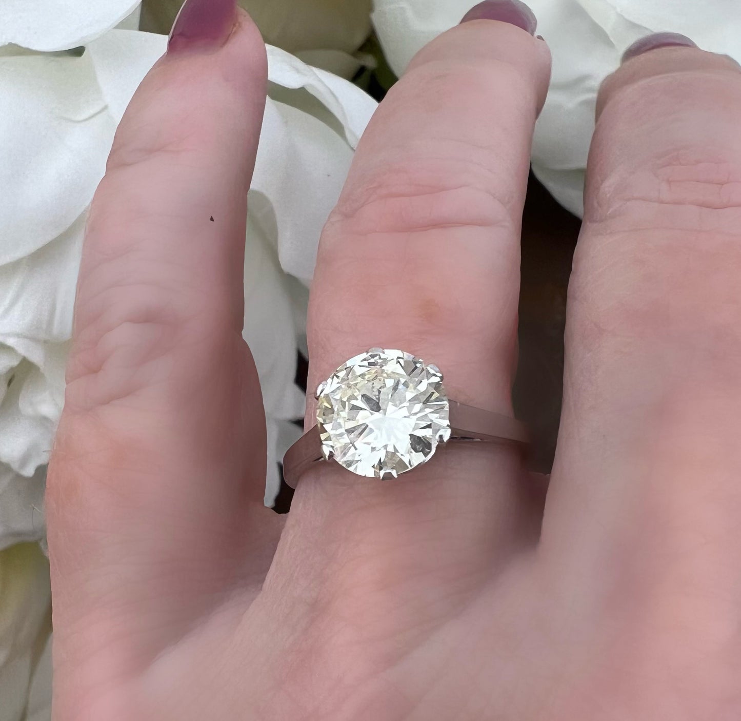 Anello Solitario in Platino con Diamante Naturale 2.30 ct– Italia, 1941 - certificazione IGI HRD