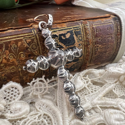 Croce Arlésienne in diamanti, argento e oro con gancio originale