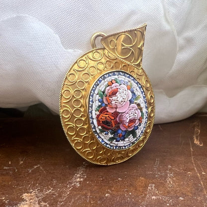 Pendente porta ritratti in oro e Micromosaico - Venezia ‘800