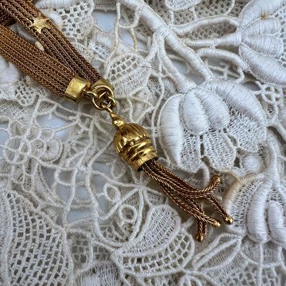 Collana saliscendi in oro con corallo e perline Belle Époque