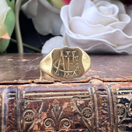 Anello chevalier vittoriano in oro giallo 18 ct – Birmingham 1870