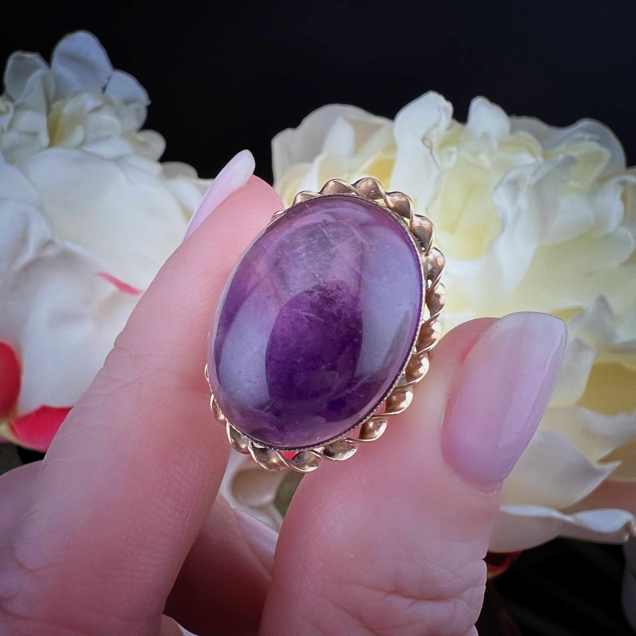 Vintageparts 2 Cabochon In Vera Ametista Viola - Pietre Naturali Da 10 Mm Per Gioielli Fai-da-Te