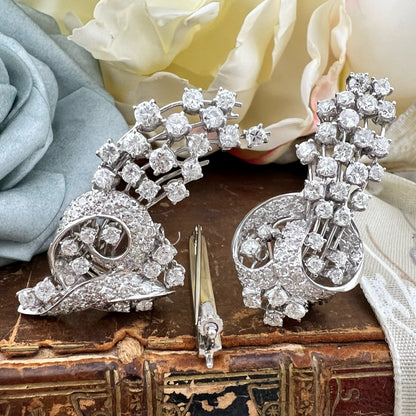 Duette in platino e diamanti per 8 ct anni ‘30-‘40 - double clip