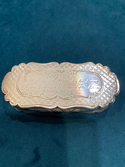 Antica Scatola da Snuff in Argento di Nathaniel Mills - Birmingham, 1851