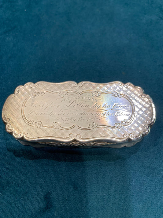 Antica Scatola da Snuff in Argento di Nathaniel Mills - Birmingham, 1851
