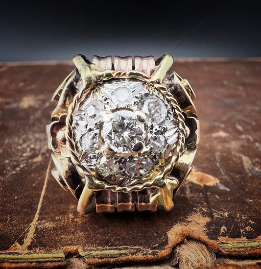 Anello antico in oro 14 ct con diamanti - Epoca primi del ‘900