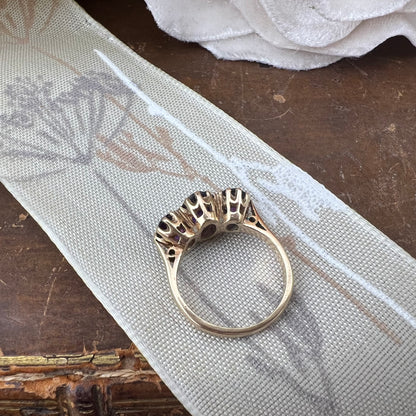 Anello trilogy con ametiste in oro giallo – Vintage anni ’70