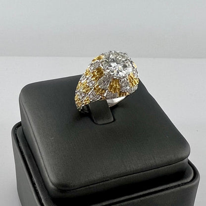 Anello Buccellati oro 18 kt bianco e giallo e diamante 2.70 ct GIA