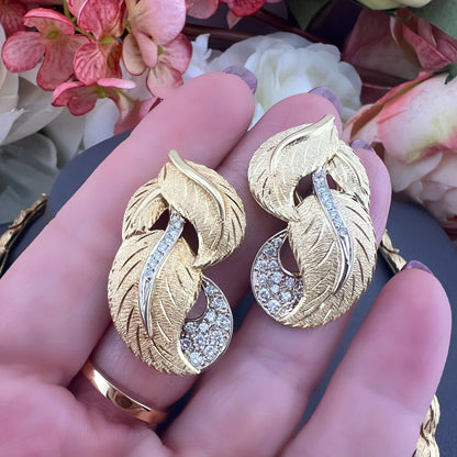 Importante set collier e orecchini vintage in oro e diamanti, manifattura fiorentina