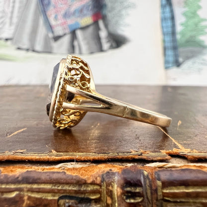 Anello vintage londinese con quarzo fumé – 1975