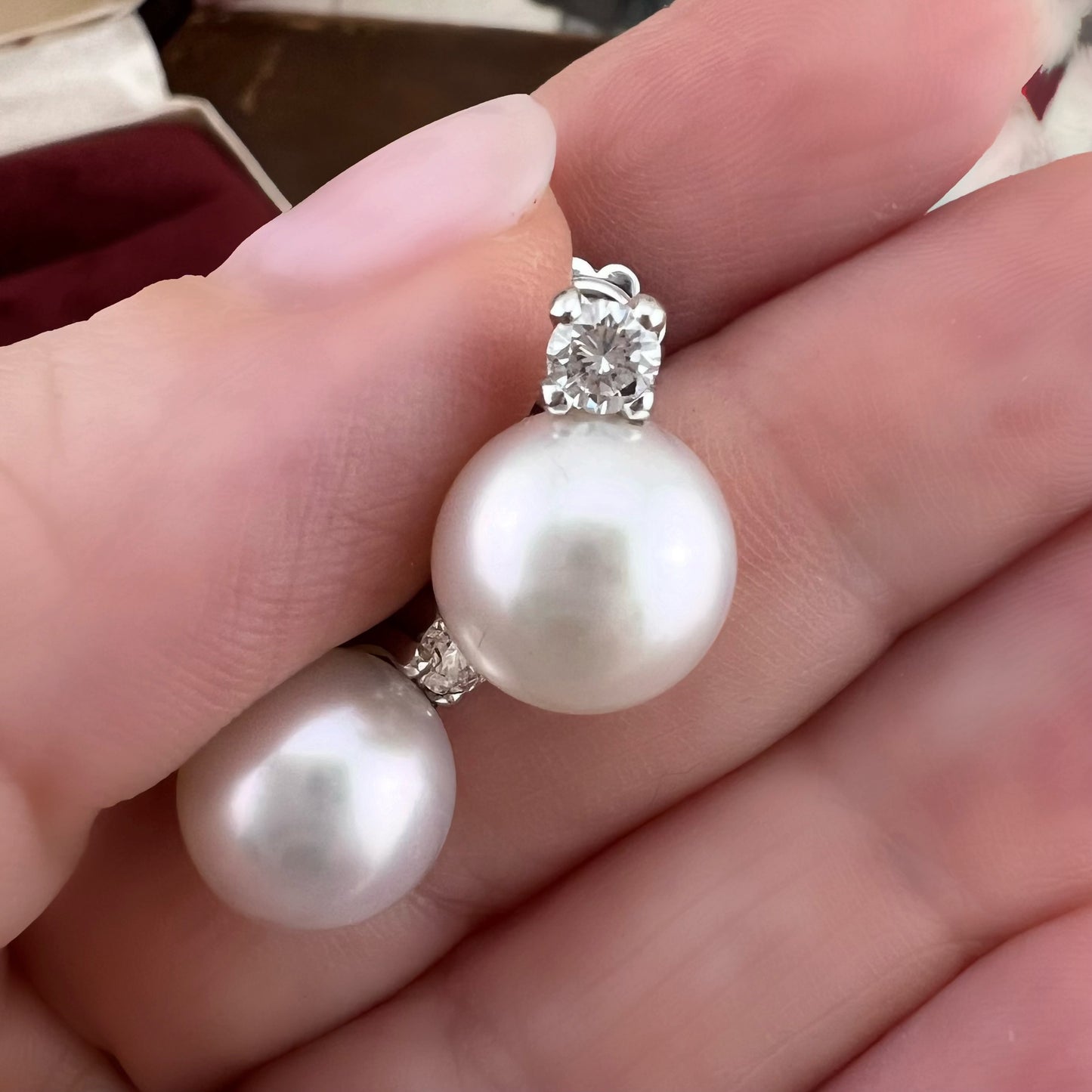 Orecchini perle australiane da mm 10.5 oro e diamanti