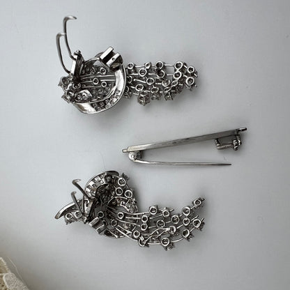 Duette in platino e diamanti per 8 ct anni ‘30-‘40 - double clip