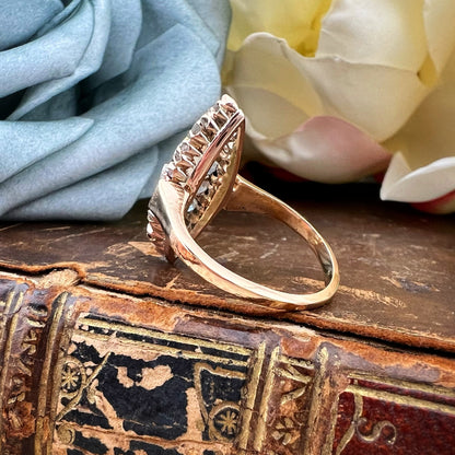 Anello Figaro oro 18k con Opale Australiano e Diamanti – Primi ‘900