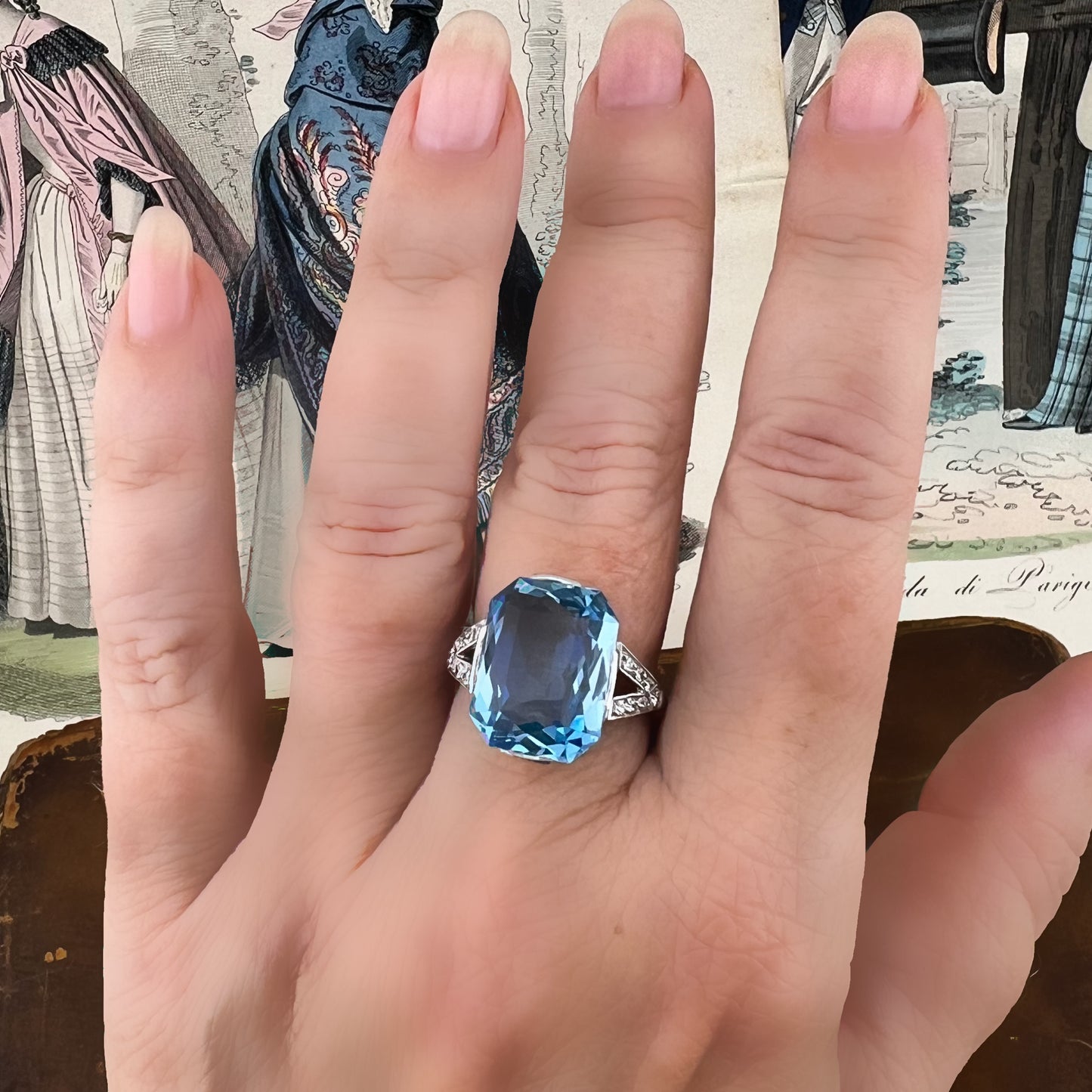 Anello Art Déco con acquamarina – Europa, circa 1930