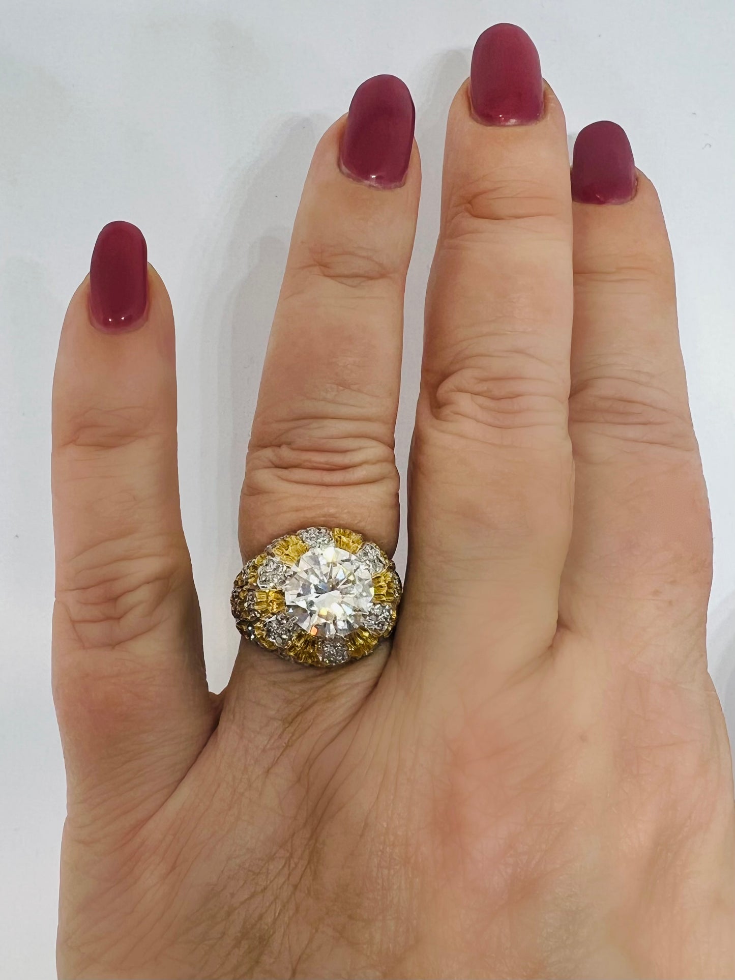 Anello Buccellati oro 18 kt bianco e giallo e diamante 2.70 ct GIA