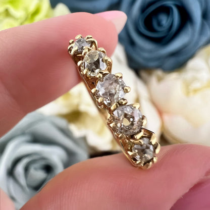 Anello antico riviera diamanti old mine colori assortiti e oro 18k – Primi del ’900