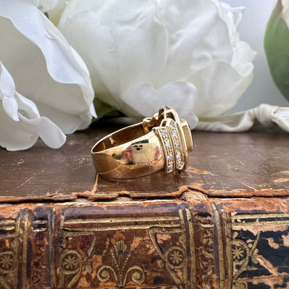 Anello ottagono smeraldo e diamanti oro 18 ct