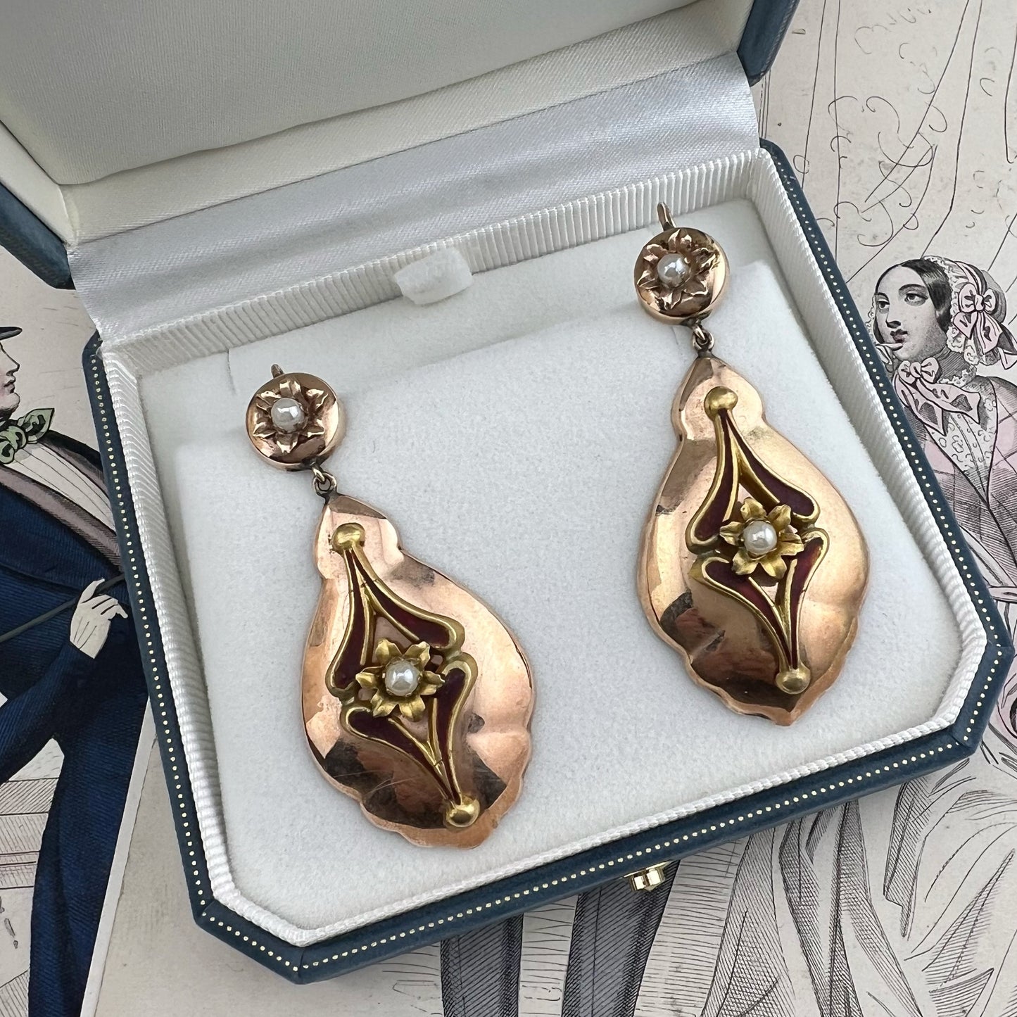 Orecchini Borbonici con Perle — Regno delle Due Sicilie, metà ‘800