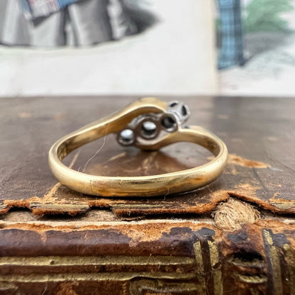 Anello trilogy in oro 18k e platino e diamanti antichi – Europa 1930-1940
