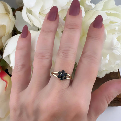 Anello vintage di Edimburgo piccola margherita di zaffiro