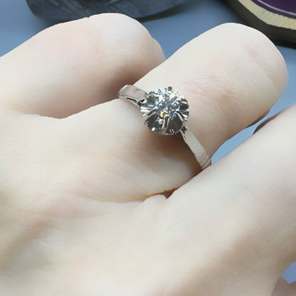 Anello solitario oro 18k diamante 0.15 ct Italia 1920