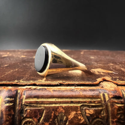 Anello vintage in oro 9 ct. e onice Birmingham 1978