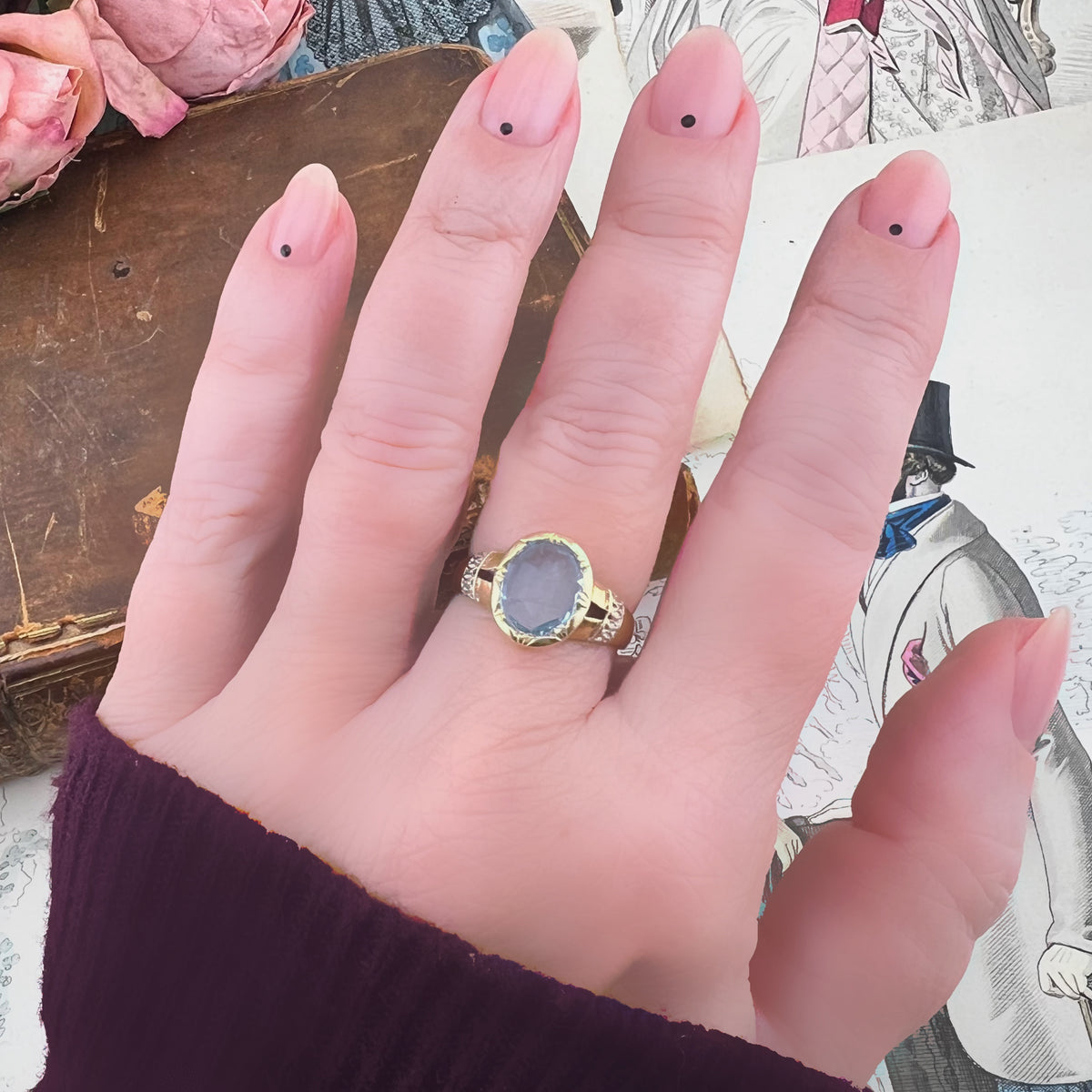 Anello con acquamarina – oro 18k primo Novecento
