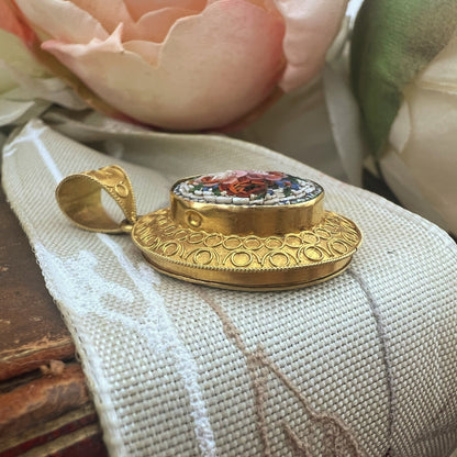 Pendente porta ritratti in oro e Micromosaico - Venezia ‘800