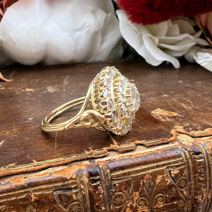 Grande anello Margherita in oro giallo 18 kt con diamanti antichi – Primi ’900